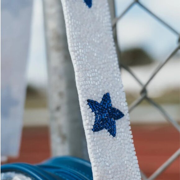 NEW White Blue Seed Beaded Crossbody Strap Dallas Cowboys Kentucky Wildcats Fans - Picture 5 of 5